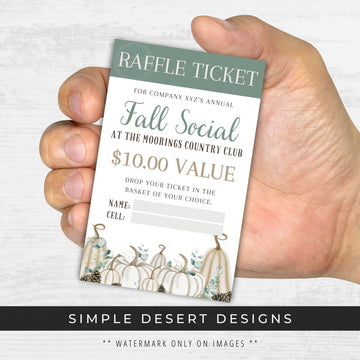 white pumpkin theme fall raffle tickets